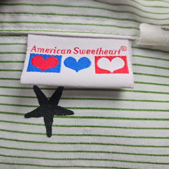 2-American Sweetheart Women's Blouses 1-Green 1-Blue Collar Button Front READ - Picture 6 of 7